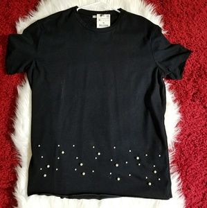 Zara ombre faux pearls tee